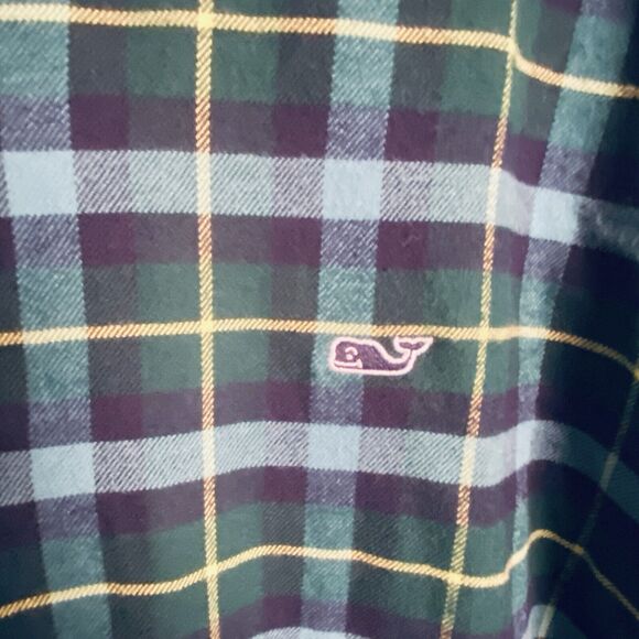 Vineyard Vines Flannel Shirt Mens XXL Blue Plaid Button Up Long Sleeves Tartan - Picture 8 of 9